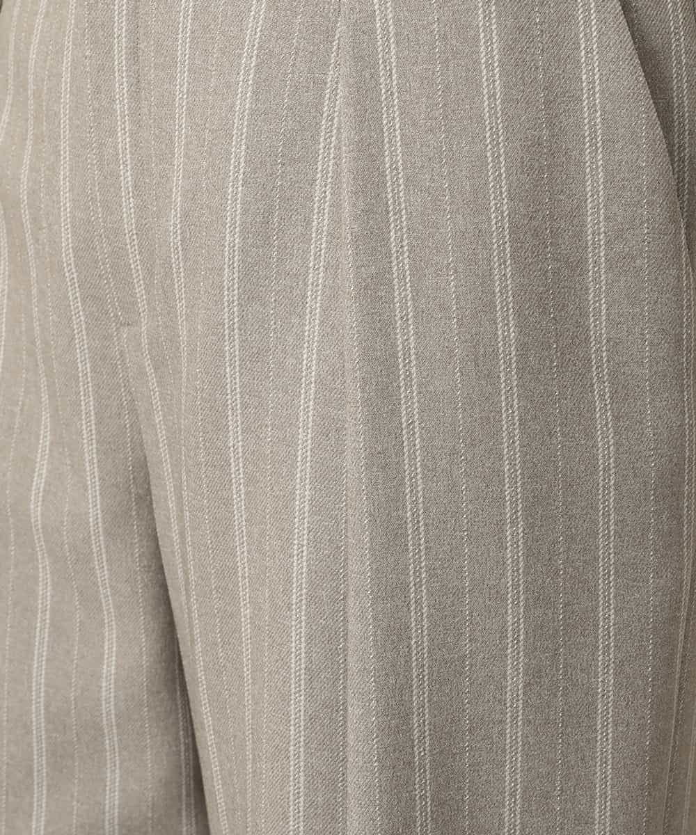 RHLED40430 HIROKO KOSHINO(ヒロココシノ) シャドーストライプクロップドワイドパンツ/日本製/洗える ベージュ