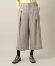 RHLED40430 HIROKO KOSHINO(ヒロココシノ) シャドーストライプクロップドワイドパンツ/日本製/洗える ベージュ