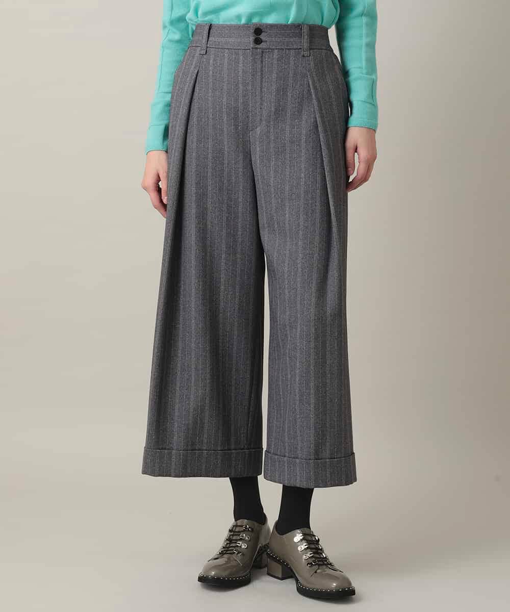 RHLED40430 HIROKO KOSHINO(ヒロココシノ) シャドーストライプクロップドワイドパンツ/日本製/洗える ダークグレー