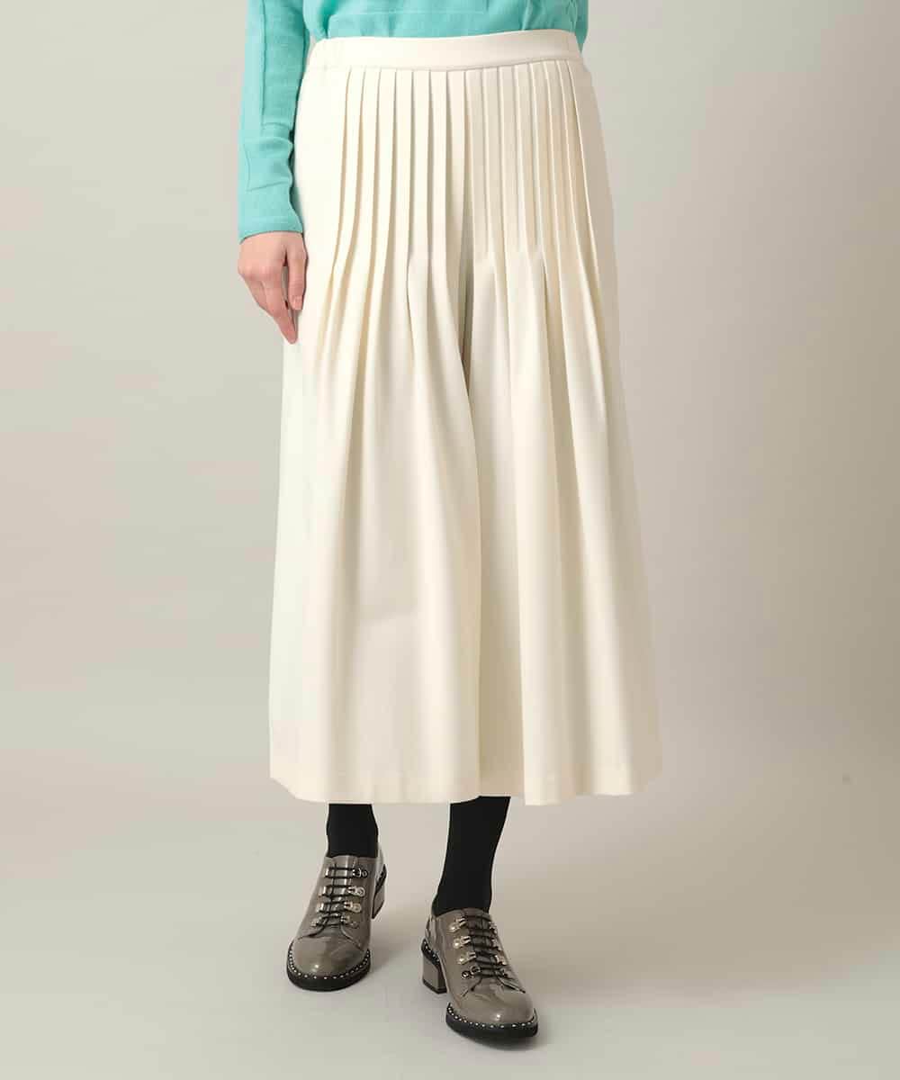 RHLED45430 HIROKO KOSHINO(ヒロココシノ) ピンタックフレアキュロットパンツ ホワイト