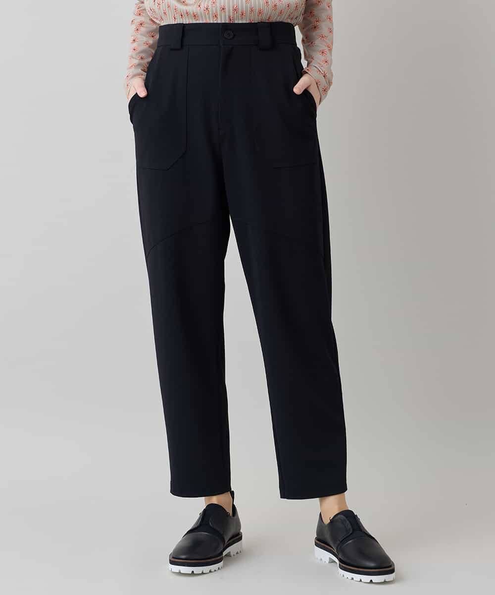 RHLED53390 HIROKO KOSHINO(ヒロココシノ) 立体テーパードジャージーパンツ /日本製/洗える ブラック