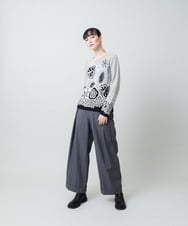 RHLEF41430 HIROKO KOSHINO(ヒロココシノ) シャドーストライプワイドパンツ/日本製/洗える ダークグレー