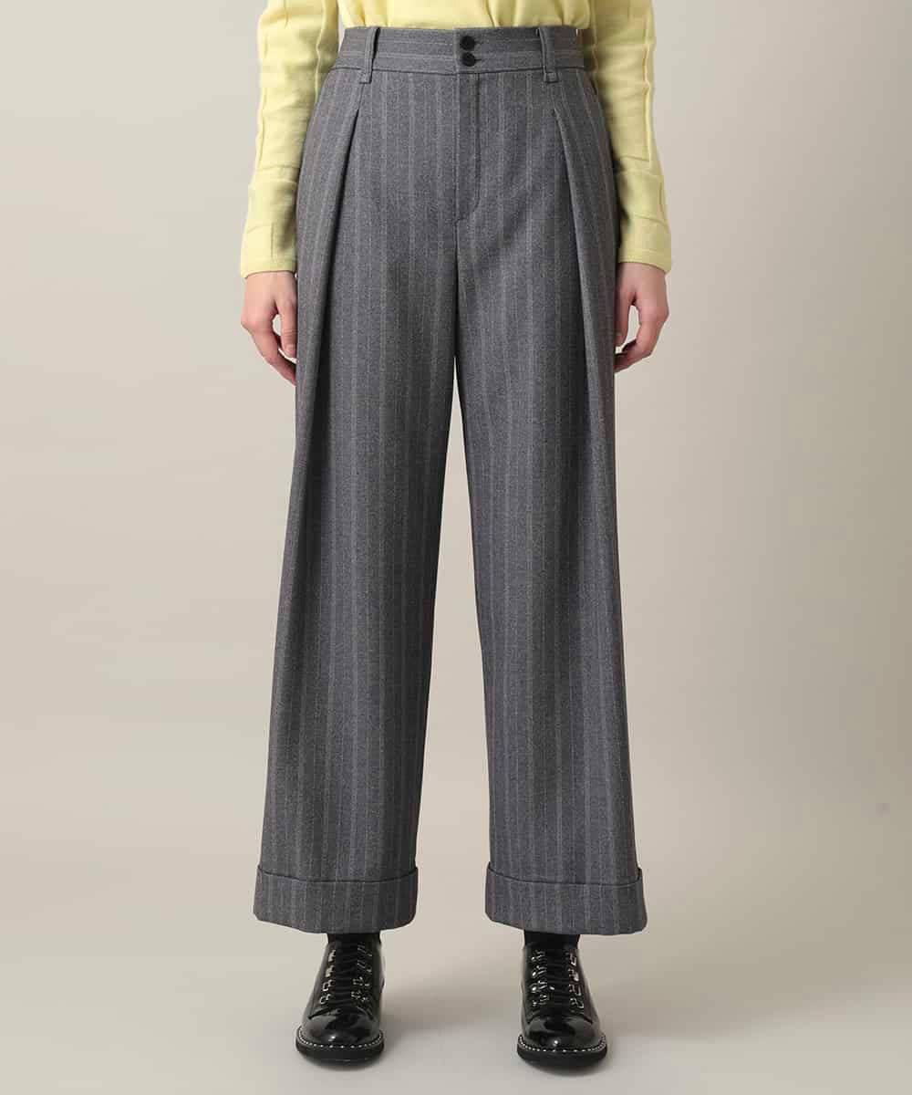 RHLEF41430 HIROKO KOSHINO(ヒロココシノ) シャドーストライプワイドパンツ/日本製/洗える ダークグレー
