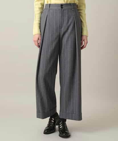 RHLEF41430 HIROKO KOSHINO シャドーストライプワイドパンツ/日本製/洗える