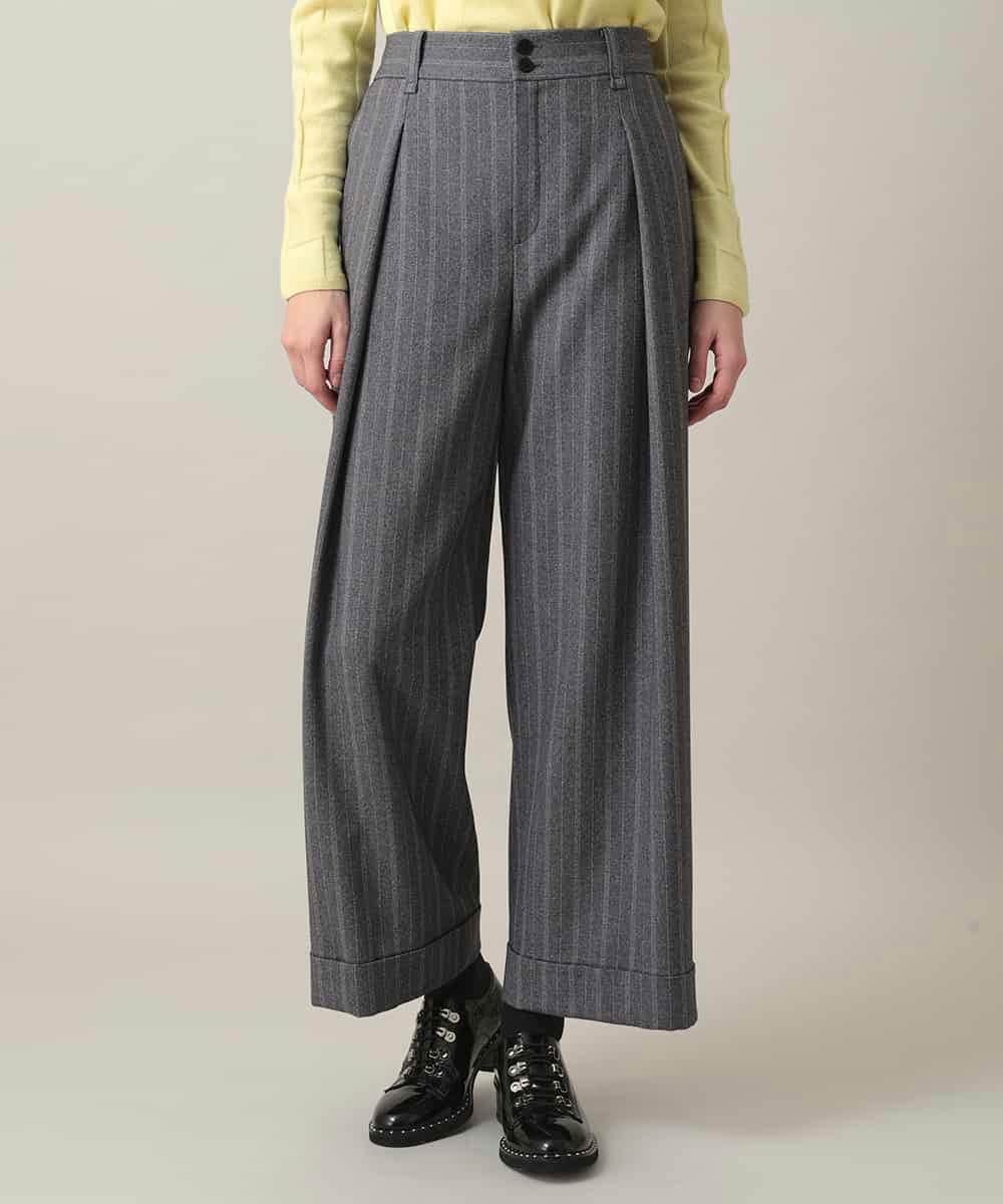 RHLEF41430 HIROKO KOSHINO(ヒロココシノ) シャドーストライプワイドパンツ/日本製/洗える ダークグレー
