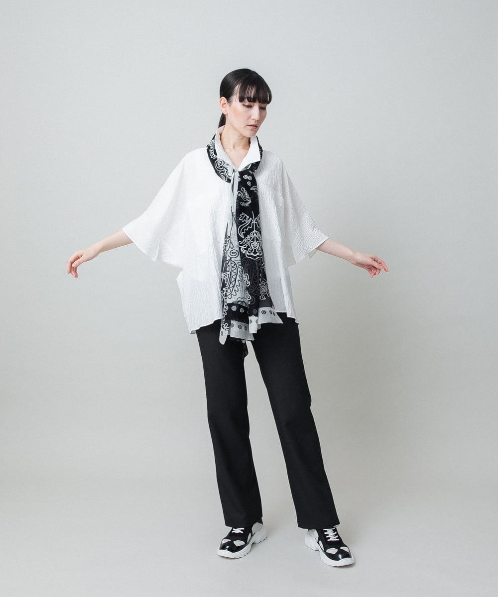 RHLFD03430 HIROKO KOSHINO(ヒロココシノ) スパンコールロゴデニムライクパンツ /日本製/洗える ブラック