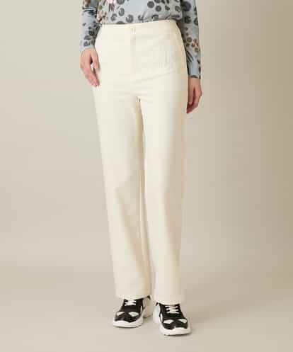 RHLFD03430 HIROKO KOSHINO スパンコールロゴデニムライクパンツ /日本製/洗える