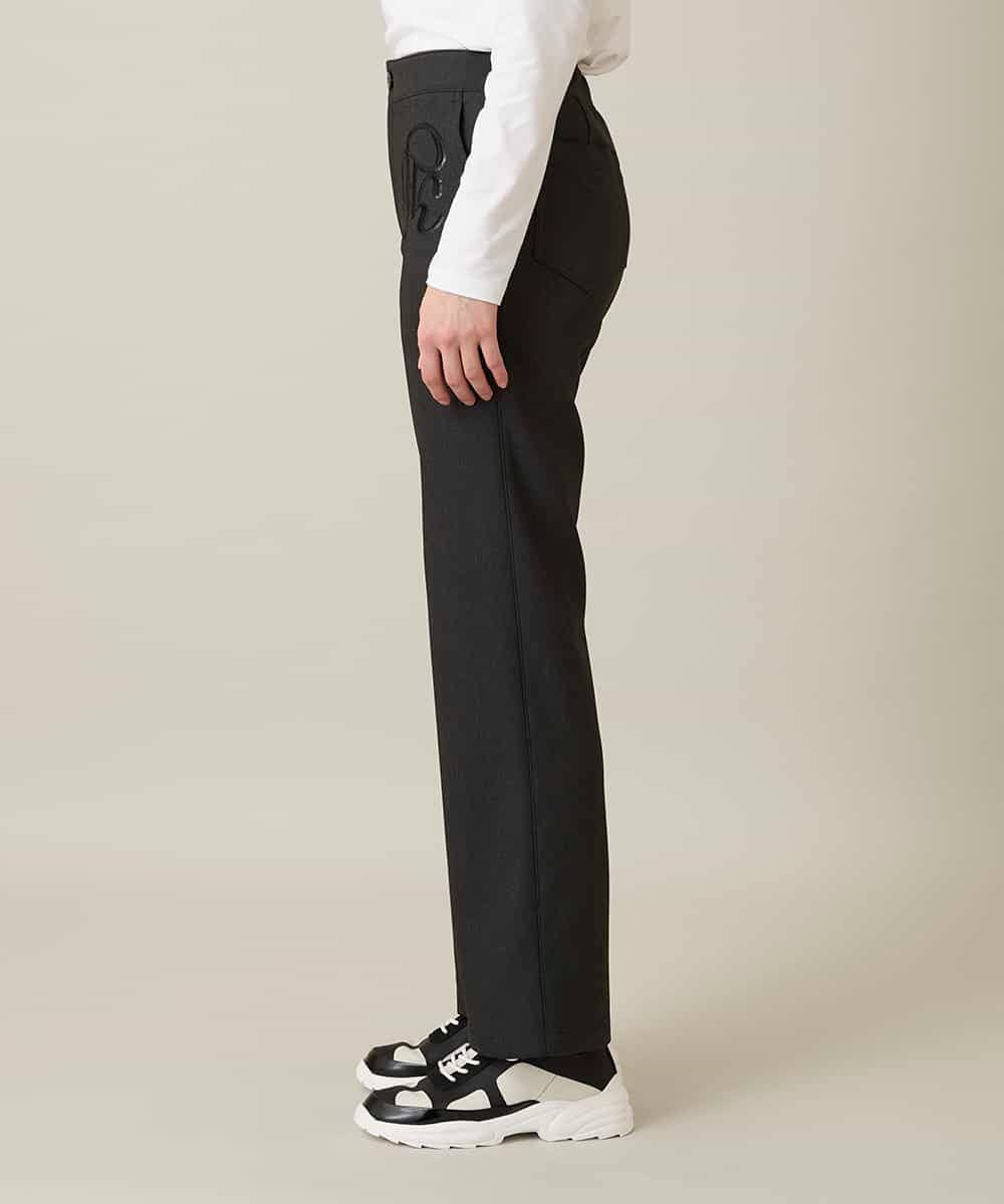 RHLFD03430 HIROKO KOSHINO(ヒロココシノ) スパンコールロゴデニムライクパンツ /日本製/洗える ブラック