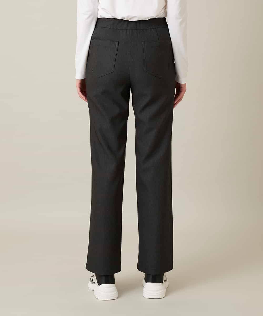 RHLFD03430 HIROKO KOSHINO(ヒロココシノ) スパンコールロゴデニムライクパンツ /日本製/洗える ブラック