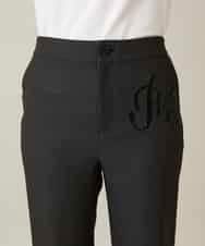 RHLFD03430 HIROKO KOSHINO(ヒロココシノ) スパンコールロゴデニムライクパンツ /日本製/洗える ブラック