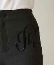 RHLFD03430 HIROKO KOSHINO(ヒロココシノ) スパンコールロゴデニムライクパンツ /日本製/洗える ブラック