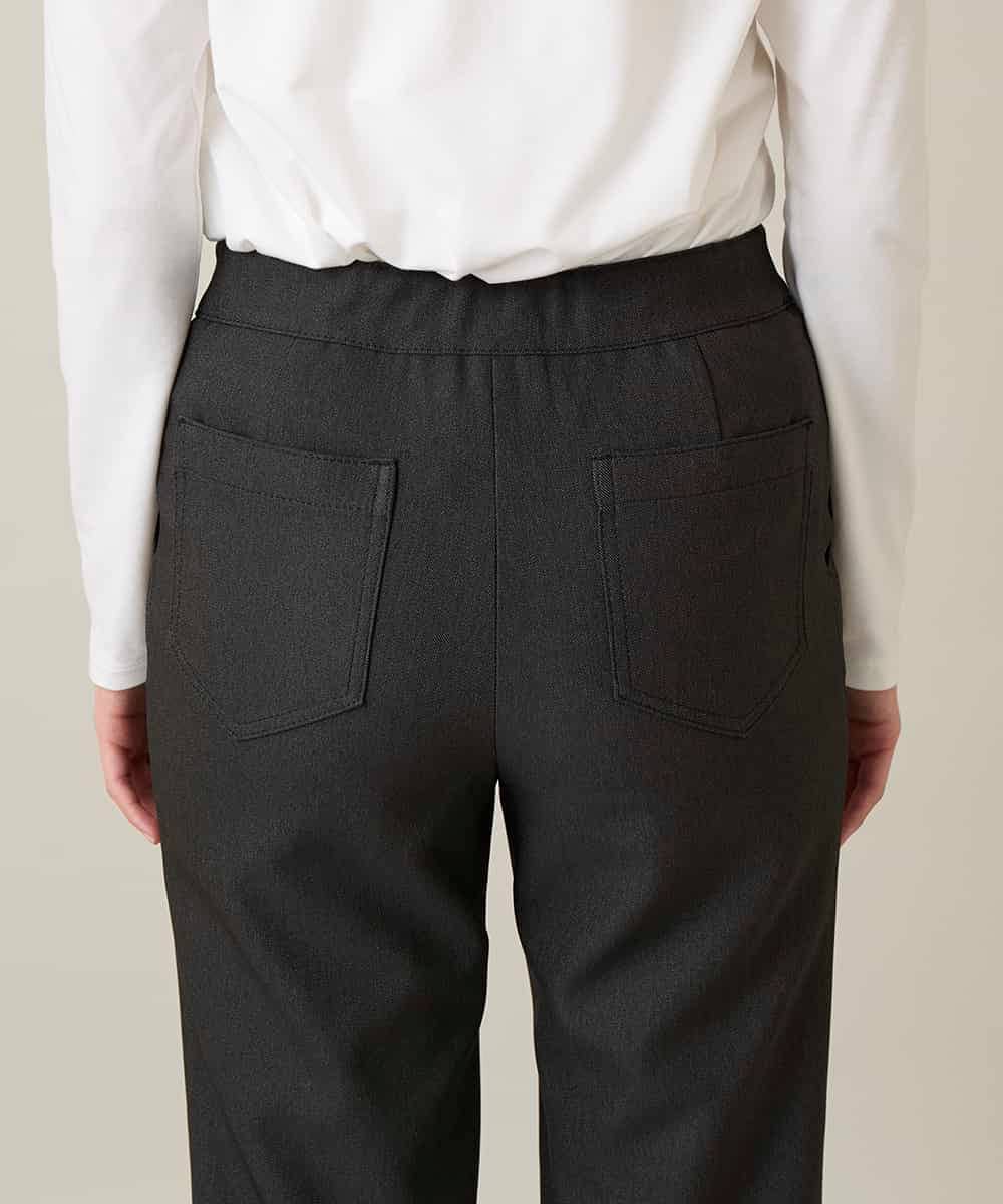 RHLFD03430 HIROKO KOSHINO(ヒロココシノ) スパンコールロゴデニムライクパンツ /日本製/洗える ブラック