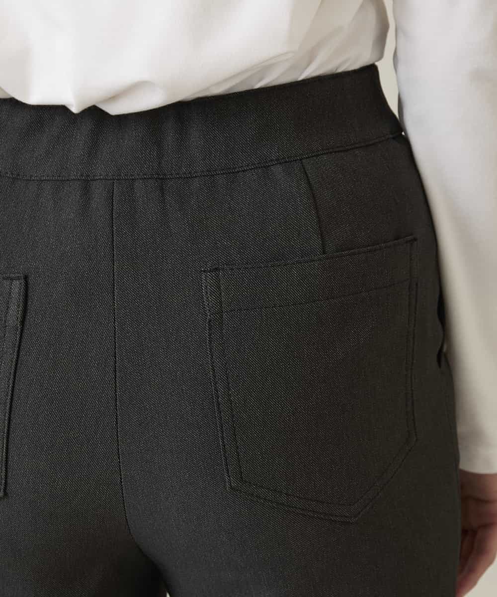 RHLFD03430 HIROKO KOSHINO(ヒロココシノ) スパンコールロゴデニムライクパンツ /日本製/洗える ブラック