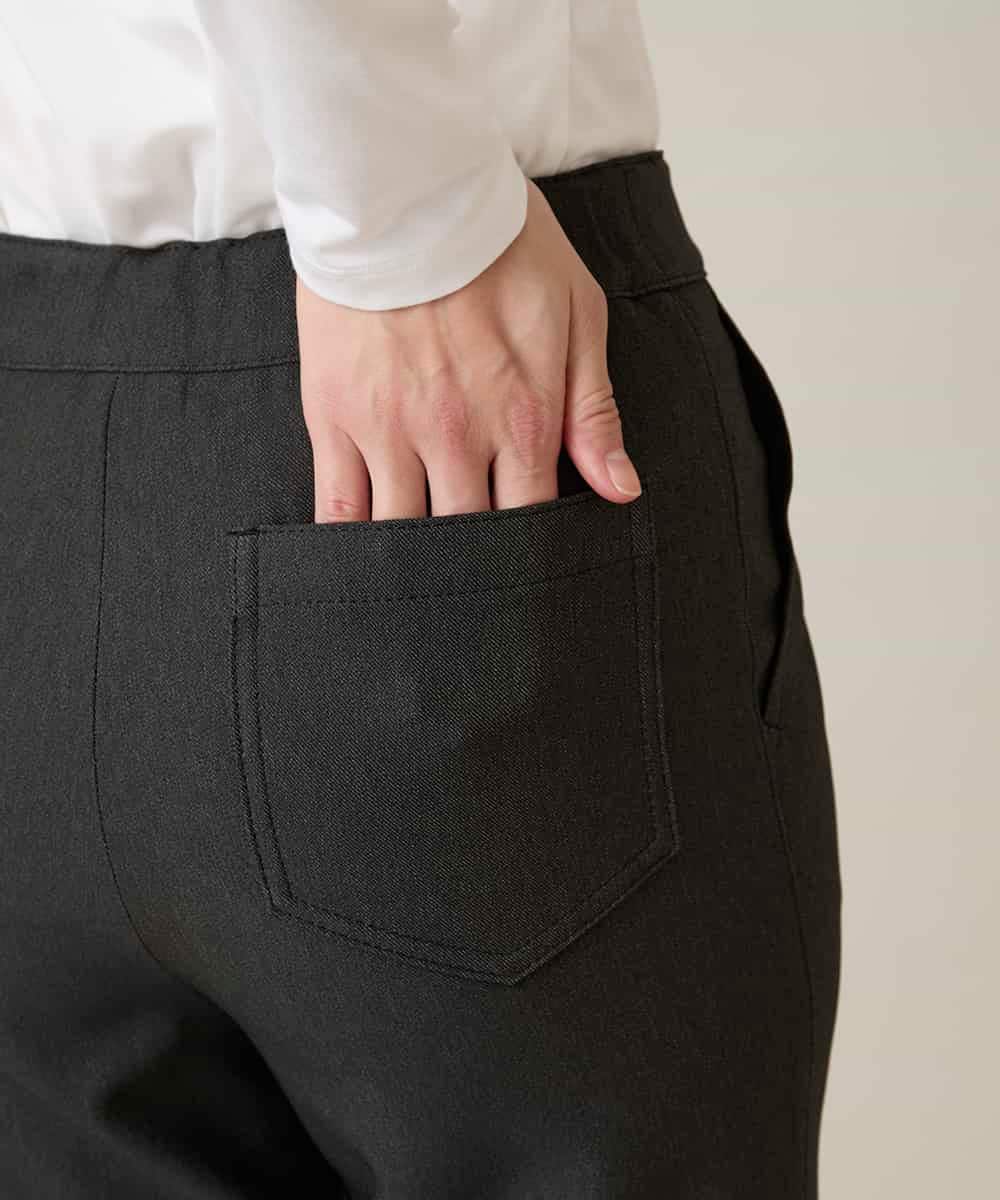 RHLFD03430 HIROKO KOSHINO(ヒロココシノ) スパンコールロゴデニムライクパンツ /日本製/洗える ブラック