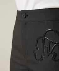 RHLFD03430 HIROKO KOSHINO(ヒロココシノ) スパンコールロゴデニムライクパンツ /日本製/洗える ブラック