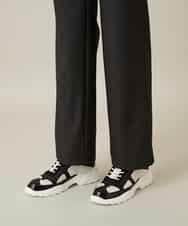 RHLFD03430 HIROKO KOSHINO(ヒロココシノ) スパンコールロゴデニムライクパンツ /日本製/洗える ブラック