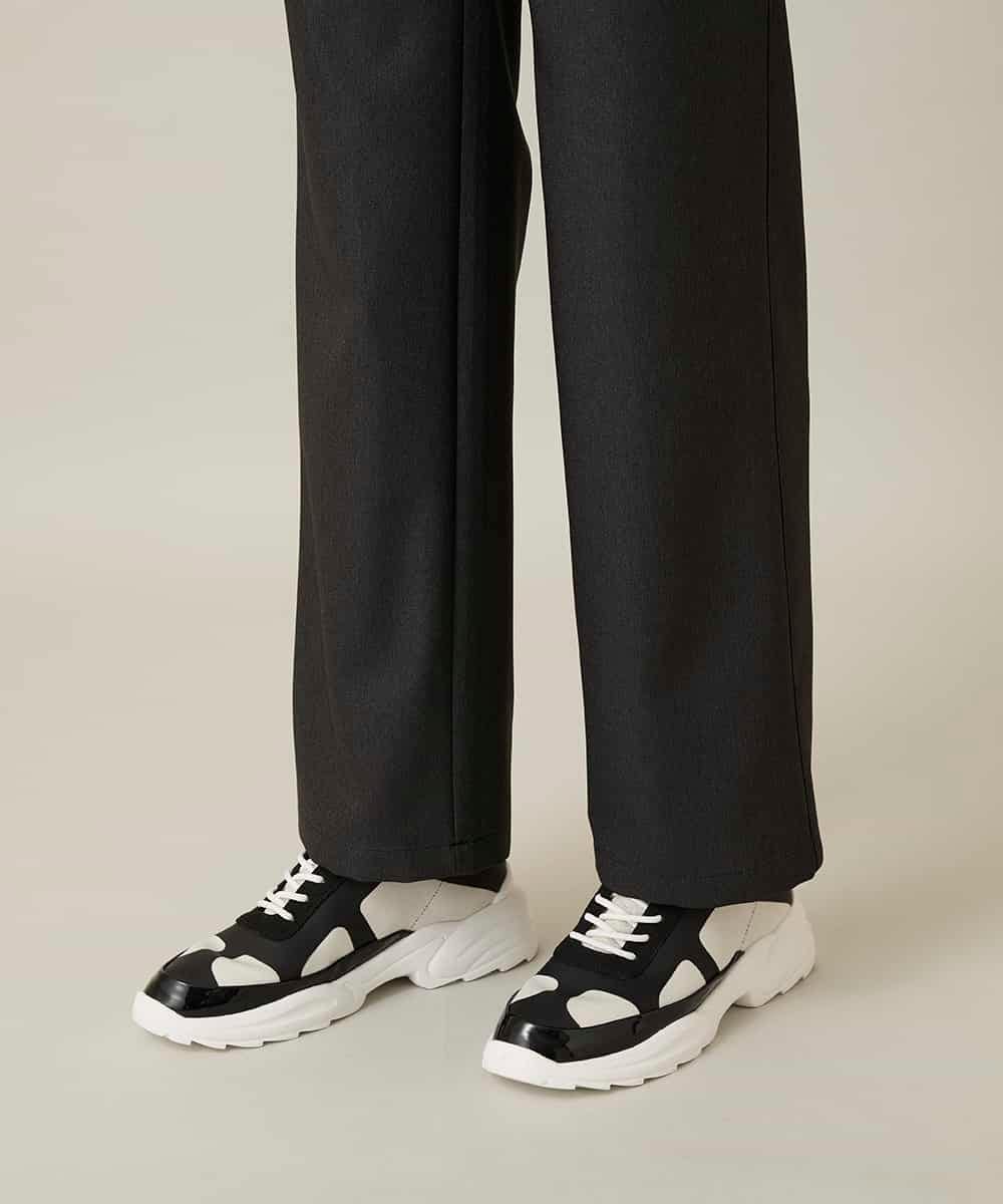 RHLFD03430 HIROKO KOSHINO(ヒロココシノ) スパンコールロゴデニムライクパンツ /日本製/洗える ブラック