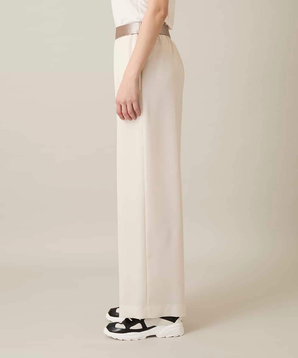 RHLFF09360 HIROKO KOSHINO(ヒロココシノ) シャイニーウエストストレッチワイドパンツ /日本製/洗える ベージュ