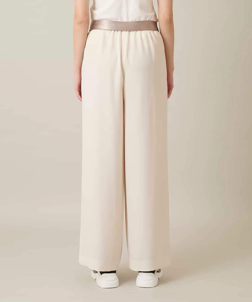 RHLFF09360 HIROKO KOSHINO(ヒロココシノ) シャイニーウエストストレッチワイドパンツ /日本製/洗える ベージュ