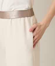 RHLFF09360 HIROKO KOSHINO(ヒロココシノ) シャイニーウエストストレッチワイドパンツ /日本製/洗える ベージュ