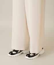 RHLFF09360 HIROKO KOSHINO(ヒロココシノ) シャイニーウエストストレッチワイドパンツ /日本製/洗える ベージュ