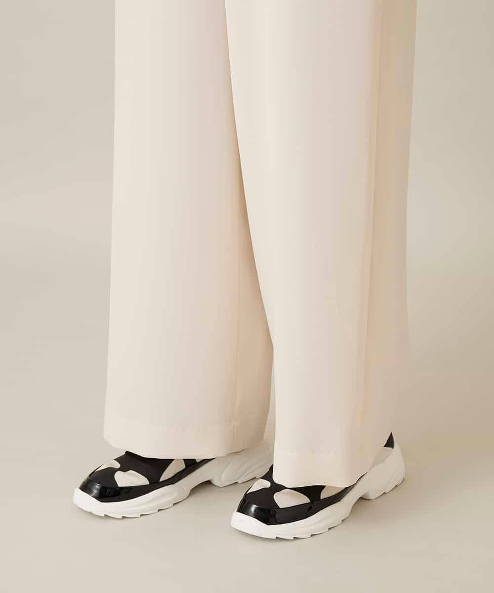 RHLFF09360 HIROKO KOSHINO(ヒロココシノ) シャイニーウエストストレッチワイドパンツ /日本製/洗える ベージュ