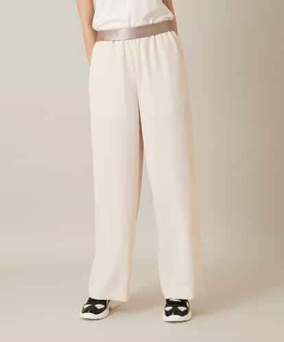 RHLFF09360 HIROKO KOSHINO シャイニーウエストストレッチワイドパンツ /日本製/洗える