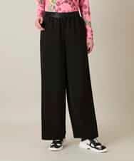 RHLFF09360 HIROKO KOSHINO(ヒロココシノ) シャイニーウエストストレッチワイドパンツ /日本製/洗える ブラック