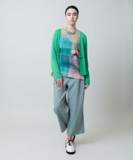 RHLGA09390 HIROKO KOSHINO(ヒロココシノ) シャンブレーツイルワイドシルエットパンツ /洗える ライトブルー