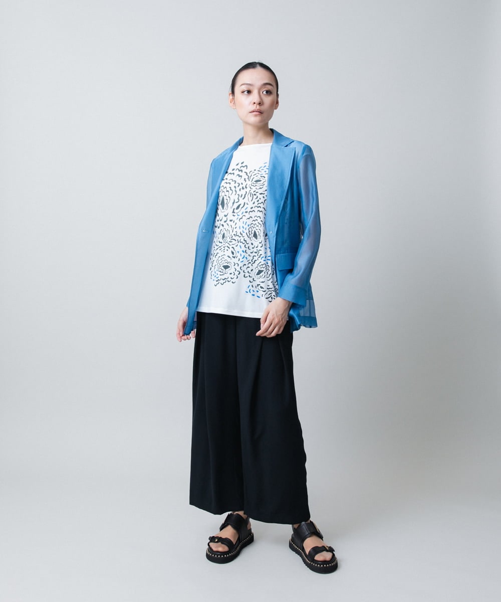 RHLGB27450 HIROKO KOSHINO(ヒロココシノ) シフォンテーパードパンツ /日本製 ブラック
