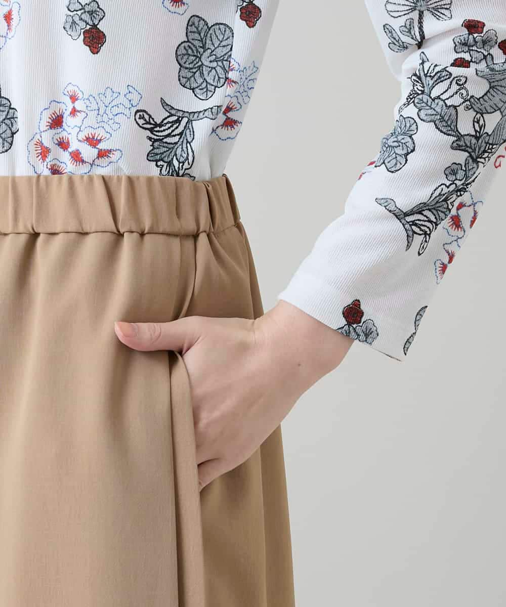 RHLGD06490 HIROKO KOSHINO(ヒロココシノ) サイドプリーツイージーパンツ/洗える ベージュ