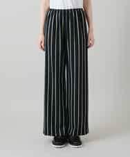 RHLGD07540 HIROKO KOSHINO(ヒロココシノ) ストライプワイドイージーパンツ /日本製/洗える ブラック