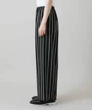RHLGD07540 HIROKO KOSHINO(ヒロココシノ) ストライプワイドイージーパンツ /日本製/洗える ブラック