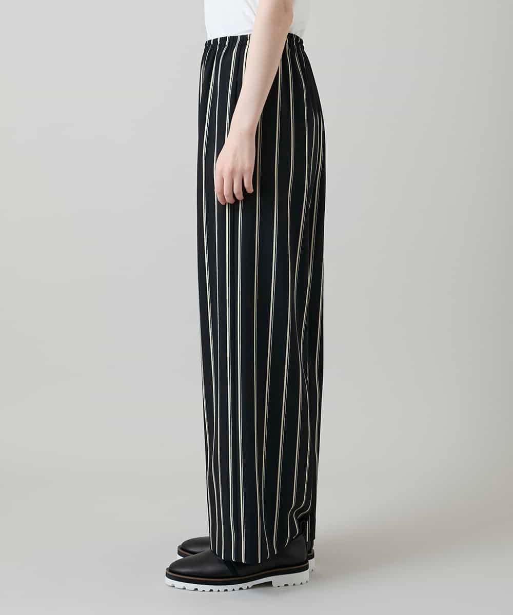 RHLGD07540 HIROKO KOSHINO(ヒロココシノ) ストライプワイドイージーパンツ /日本製/洗える ブラック