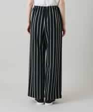 RHLGD07540 HIROKO KOSHINO(ヒロココシノ) ストライプワイドイージーパンツ /日本製/洗える ブラック