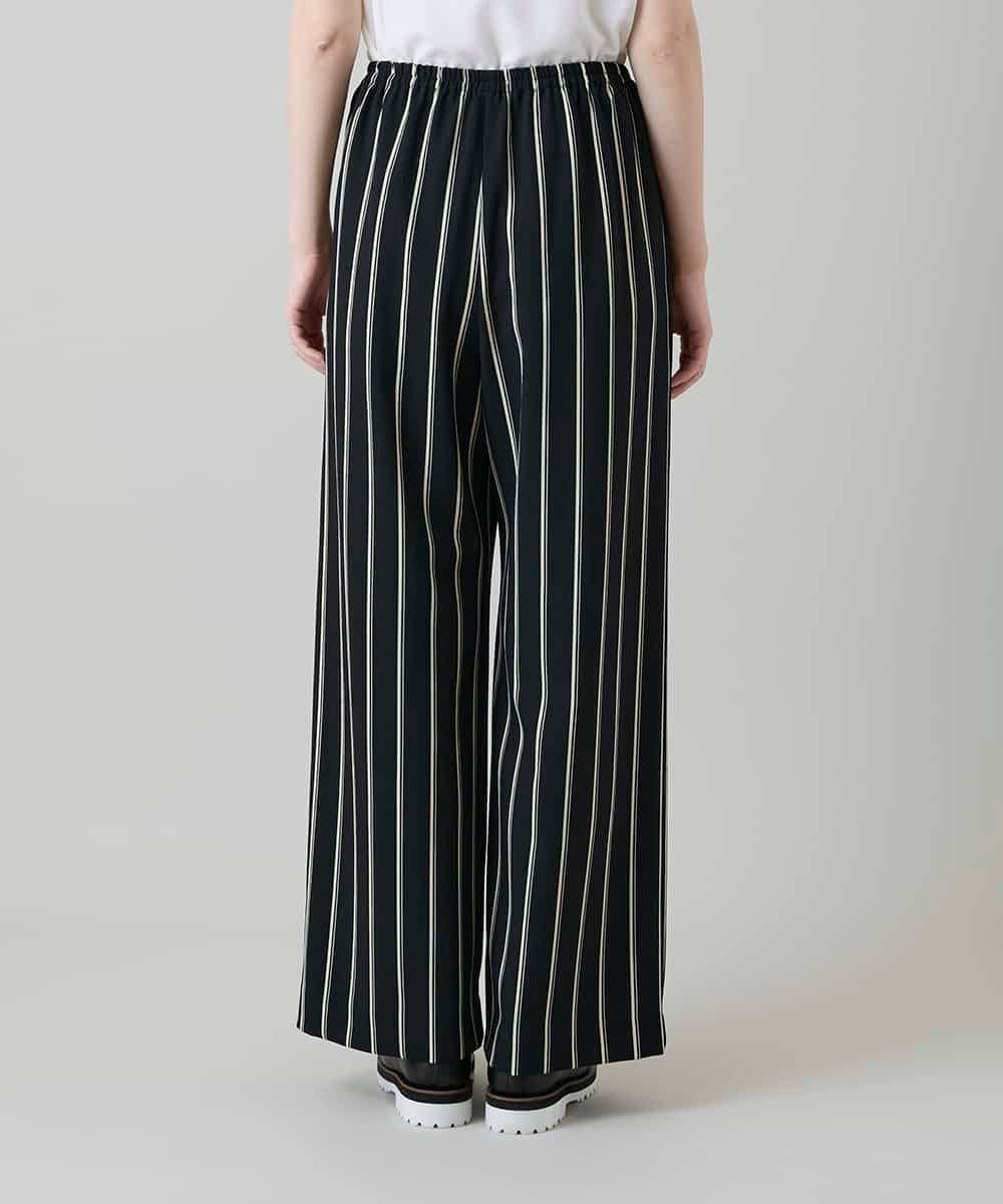RHLGD07540 HIROKO KOSHINO(ヒロココシノ) ストライプワイドイージーパンツ /日本製/洗える ブラック