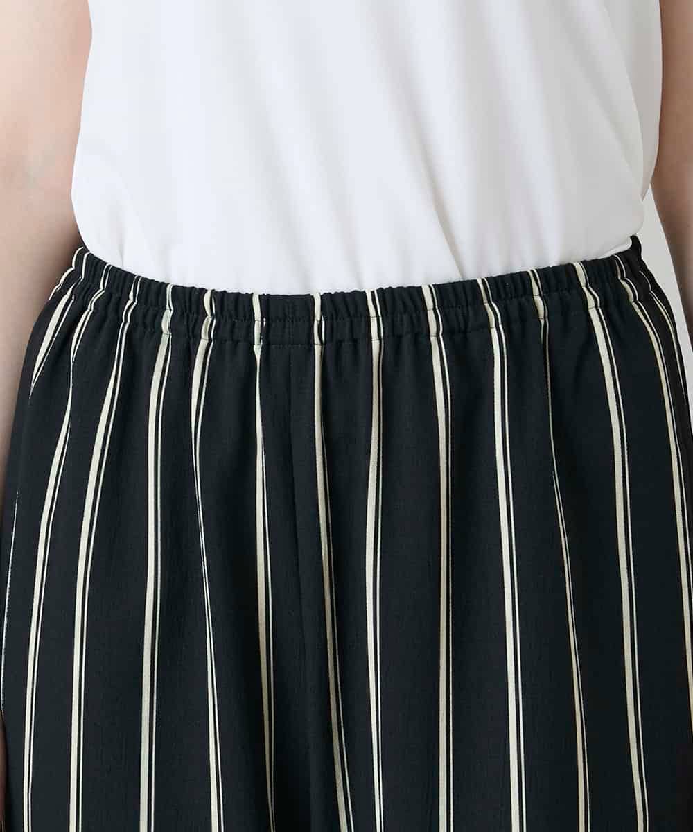 RHLGD07540 HIROKO KOSHINO(ヒロココシノ) ストライプワイドイージーパンツ /日本製/洗える ブラック