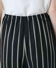 RHLGD07540 HIROKO KOSHINO(ヒロココシノ) ストライプワイドイージーパンツ /日本製/洗える ブラック
