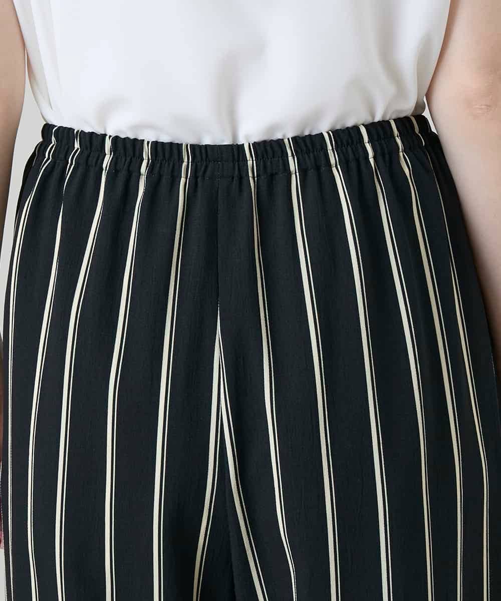 RHLGD07540 HIROKO KOSHINO(ヒロココシノ) ストライプワイドイージーパンツ /日本製/洗える ブラック