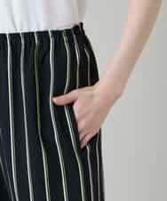 RHLGD07540 HIROKO KOSHINO(ヒロココシノ) ストライプワイドイージーパンツ /日本製/洗える ブラック