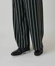 RHLGD07540 HIROKO KOSHINO(ヒロココシノ) ストライプワイドイージーパンツ /日本製/洗える ブラック
