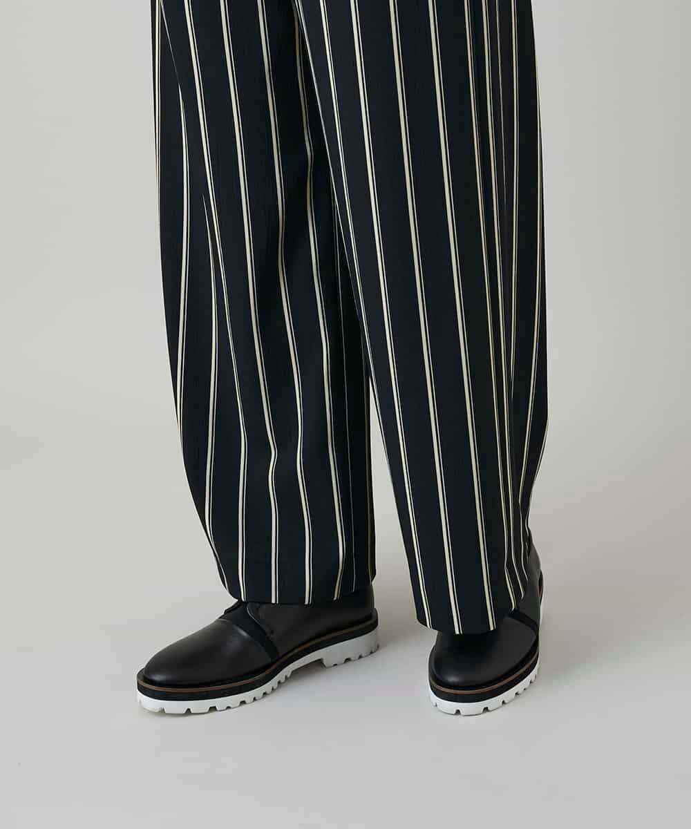 RHLGD07540 HIROKO KOSHINO(ヒロココシノ) ストライプワイドイージーパンツ /日本製/洗える ブラック