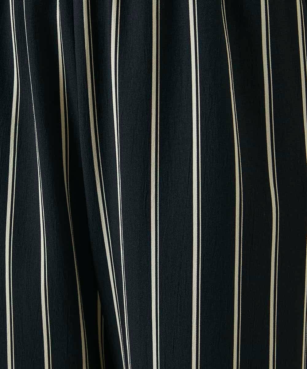 RHLGD07540 HIROKO KOSHINO(ヒロココシノ) ストライプワイドイージーパンツ /日本製/洗える ブラック