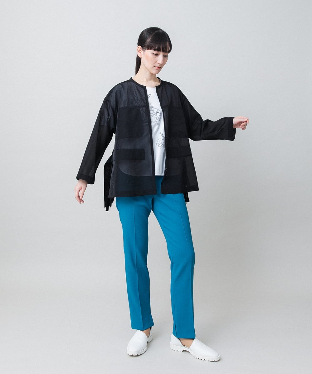 RHLGE10330 HIROKO KOSHINO(ヒロココシノ) フルダルエアーウォッシュテーパードパンツ/日本製/洗える ブルー