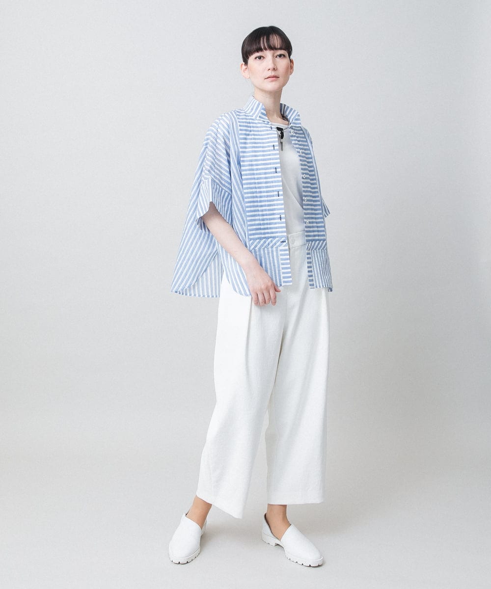RHLGE24390 HIROKO KOSHINO(ヒロココシノ) フルダルエアーウォッシュカーヴィーワイドパンツ/日本製/洗える ホワイト