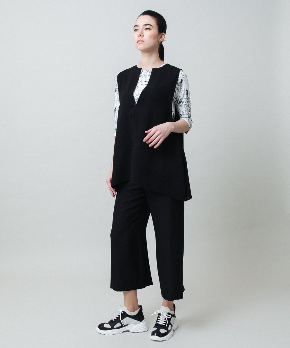 RHLGF19360 HIROKO KOSHINO(ヒロココシノ) サテンジョーゼットアンクルパンツ/日本製/洗える ライトグレー