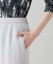 RHLGF19360 HIROKO KOSHINO(ヒロココシノ) サテンジョーゼットアンクルパンツ/日本製/洗える ライトグレー