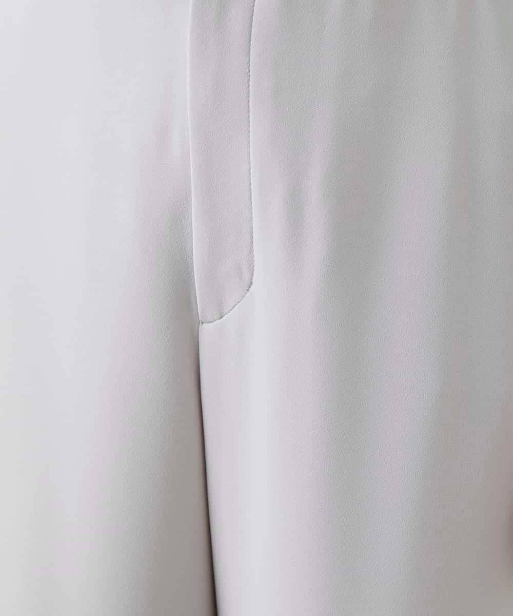 RHLGF19360 HIROKO KOSHINO(ヒロココシノ) サテンジョーゼットアンクルパンツ/日本製/洗える ライトグレー