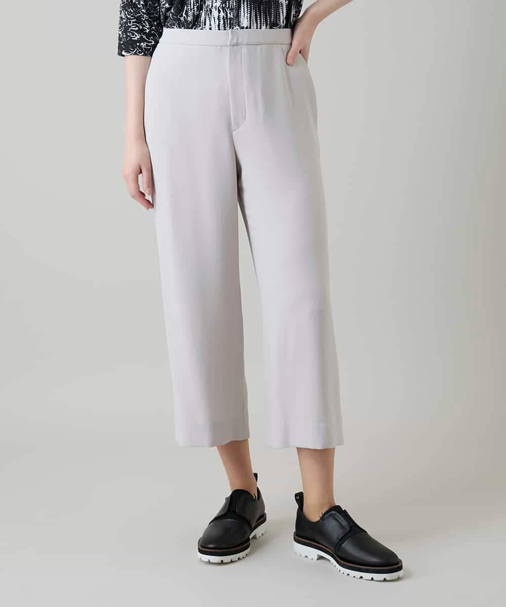 RHLGF19360 HIROKO KOSHINO(ヒロココシノ) サテンジョーゼットアンクルパンツ/日本製/洗える ライトグレー