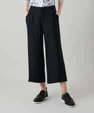 RHLGF19360 HIROKO KOSHINO(ヒロココシノ) サテンジョーゼットアンクルパンツ/日本製/洗える ブラック